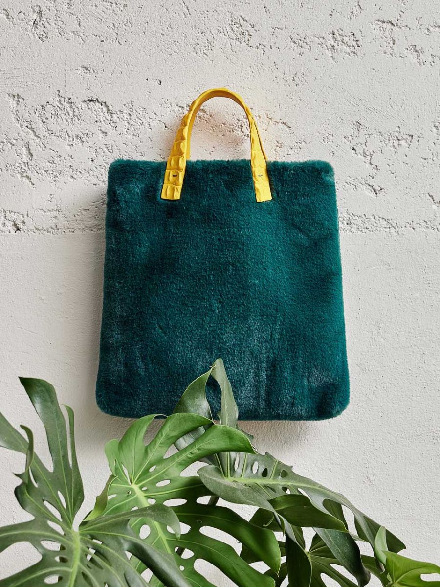 Green sales fluffy bag