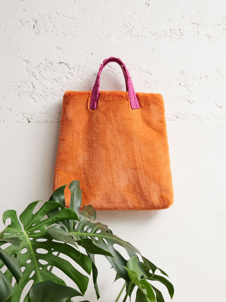 Orange fur bag shop