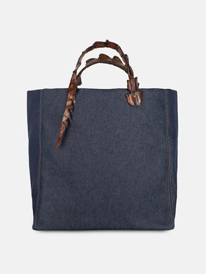 BETTA DENIM BLUE - CROCO COGNAC