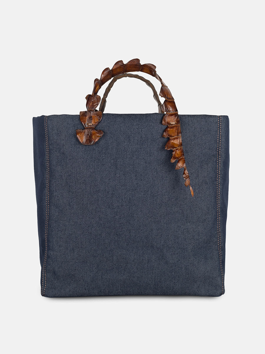 BETTA DENIM BLUE - CROCO COGNAC