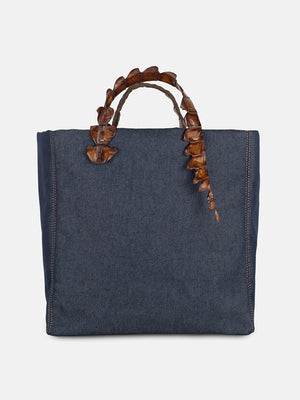 BETTA DENIM BLUE - CROCO COGNAC