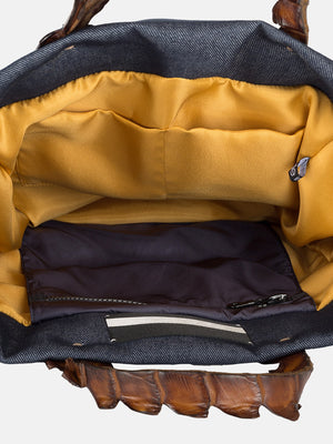 BETTA DENIM BLUE - CROCO COGNAC