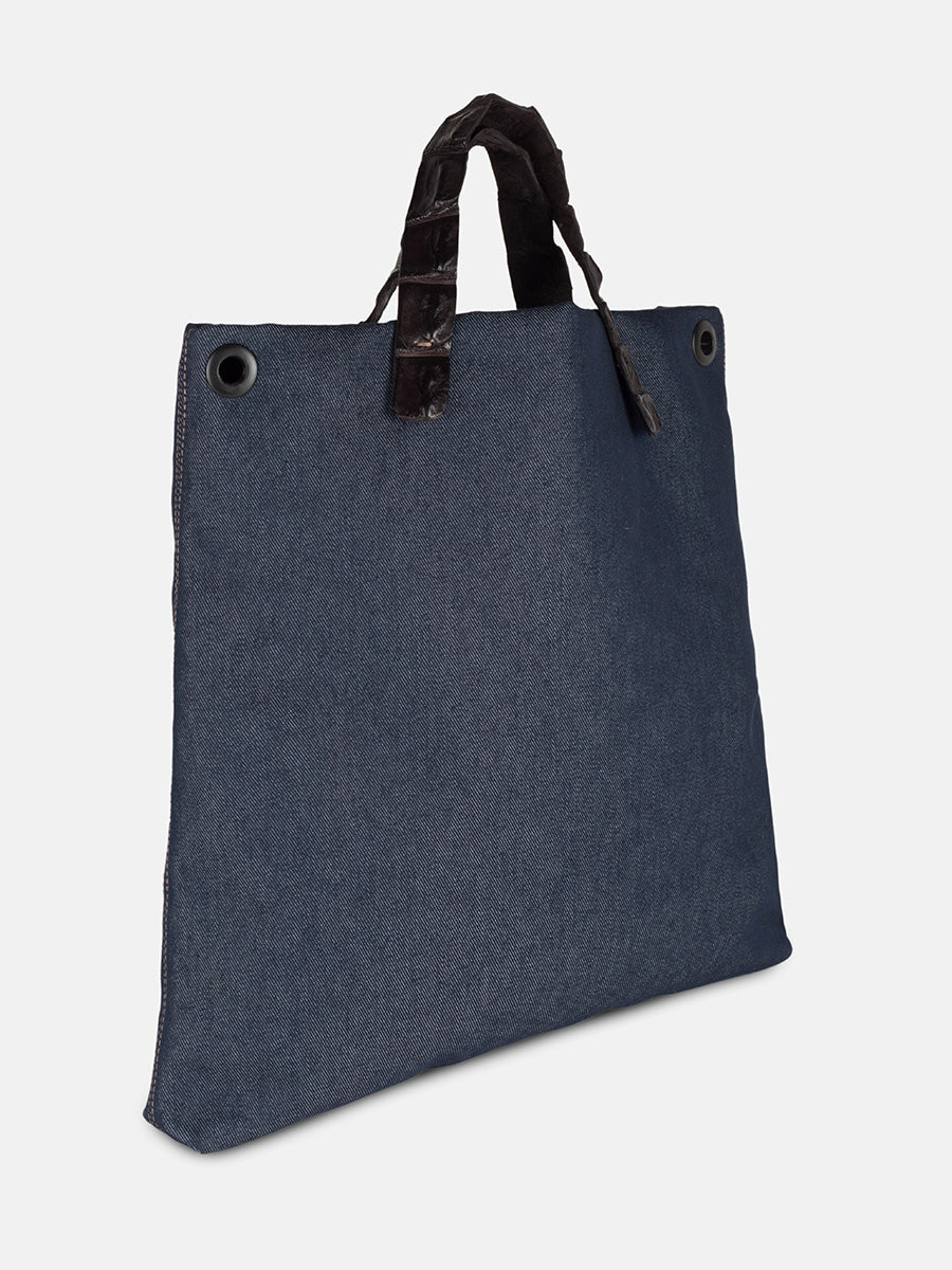 MARTINA DENIM BLUE - CROCO NERO