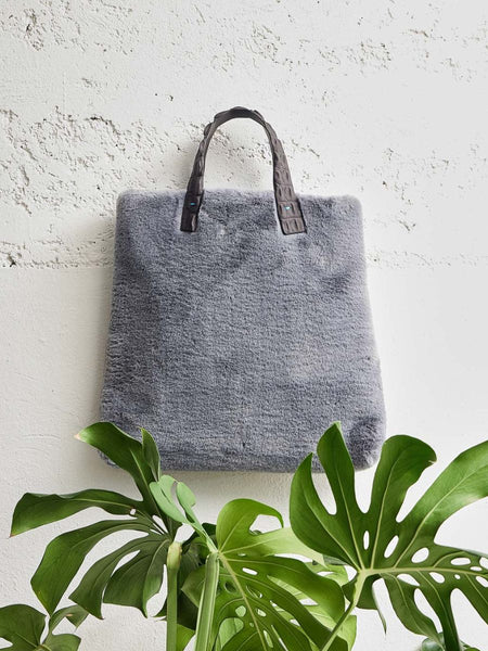 Grey fluffy bag on sale
